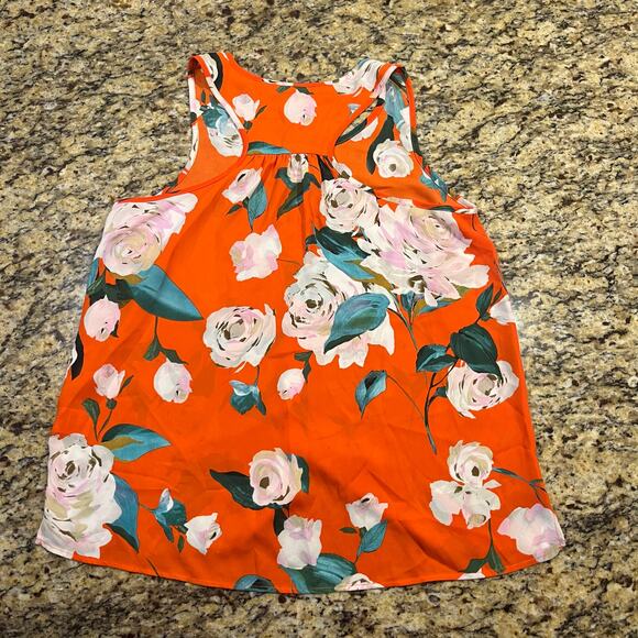 CABI womens size‎ S orange floral sleeveless button down blouse top - Picture 4 of 7